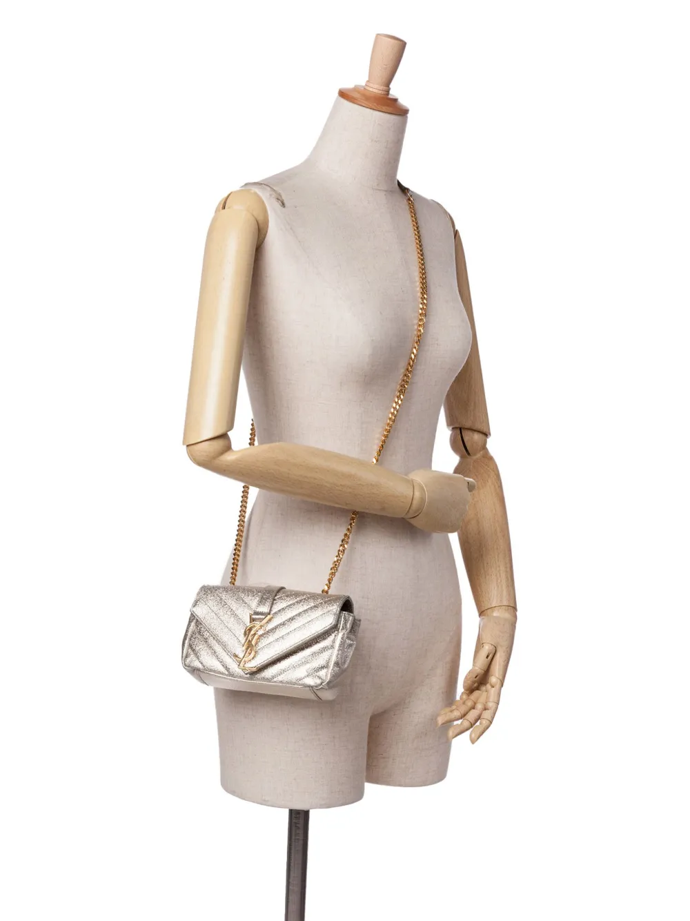 Saint Laurent Pre-Owned 2015 Baby Chevron Metallic Nappa Monogram Classic Chain Bag crossbody bag | Pre-Owned | Image 2