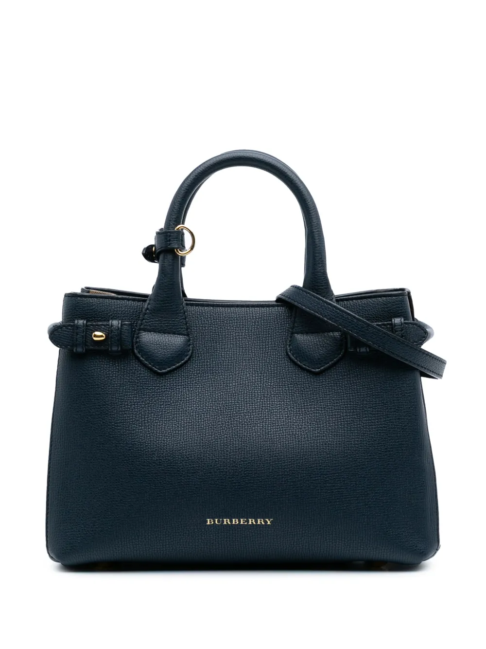 Burberry Pre-Owned 2000-2017 Small Grainy Calfskin and House Check Banner satchel | Blue | Image 1