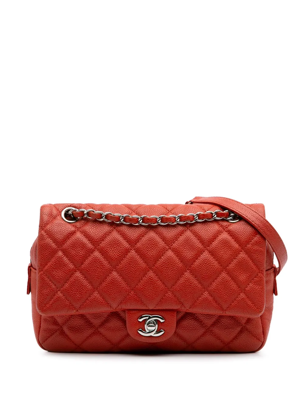 CHANEL Pre-Owned 2015-2016 Medium Quilted Caviar Easy Flap shoulder bag | Orange | Image 1