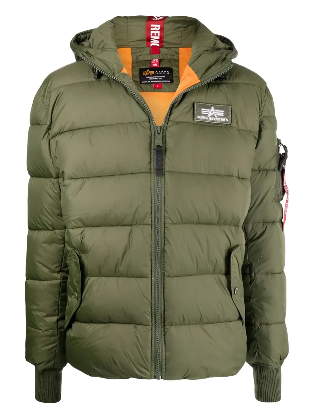 Alpha Industries hooded quilted jacket | Green | Image 1