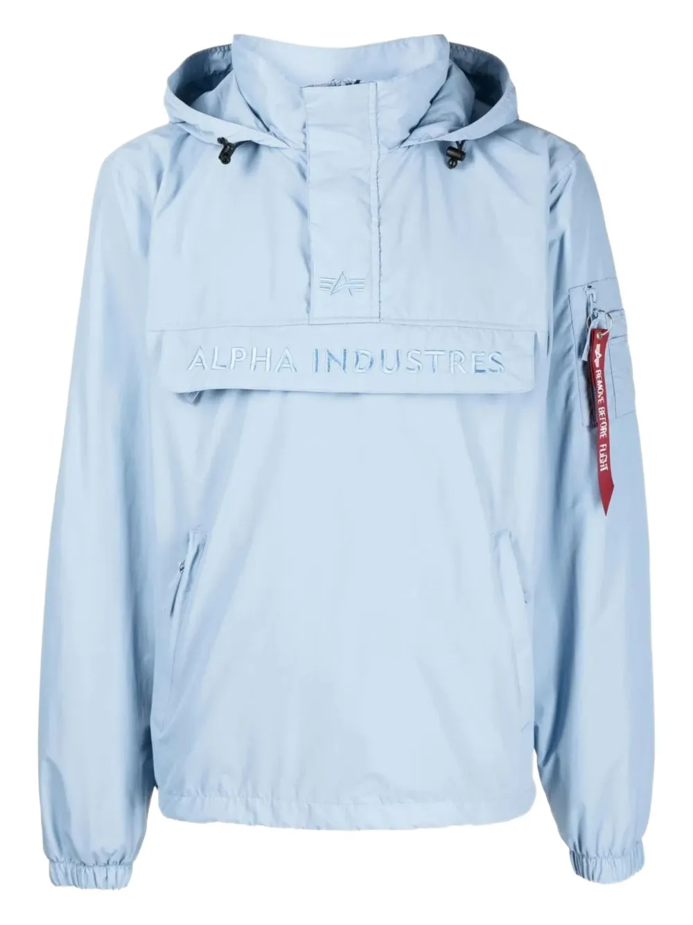 Alpha Industries logo-embroidered hooded jacket Blauw