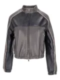 LA ROSE two-tone leather bomber jacket - Grey