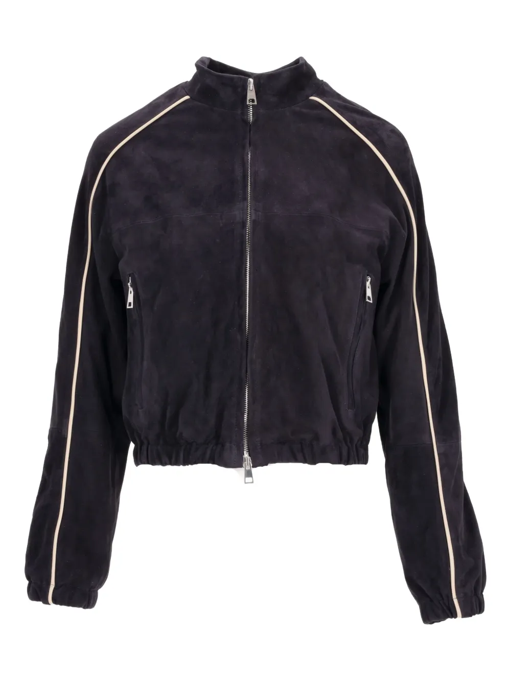 La Rose Cropped-bomberjacke Mit Kontrastpaspeln In Black