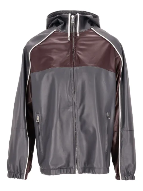 LA ROSE elasticated hooded leather jacket