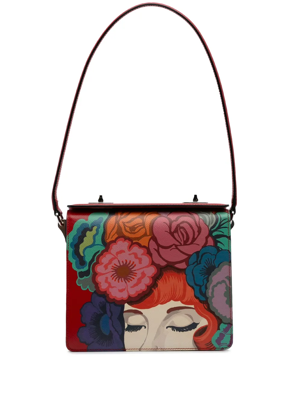 Prada Pre-Owned 2000-2024 Printed Saffiano Double Turnlock shoulder bag | Red | Image 1