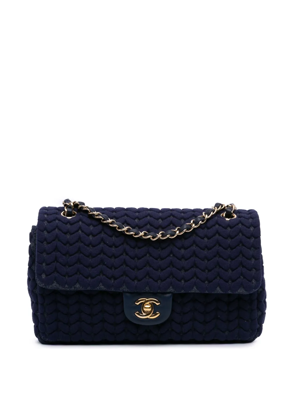 CHANEL Pre-Owned 2019 Medium Woven Jersey Single Flap shoulder bag - CHANEL Pre-Owned 2019 Medium Woven Jersey Single Flap shoulder bag -