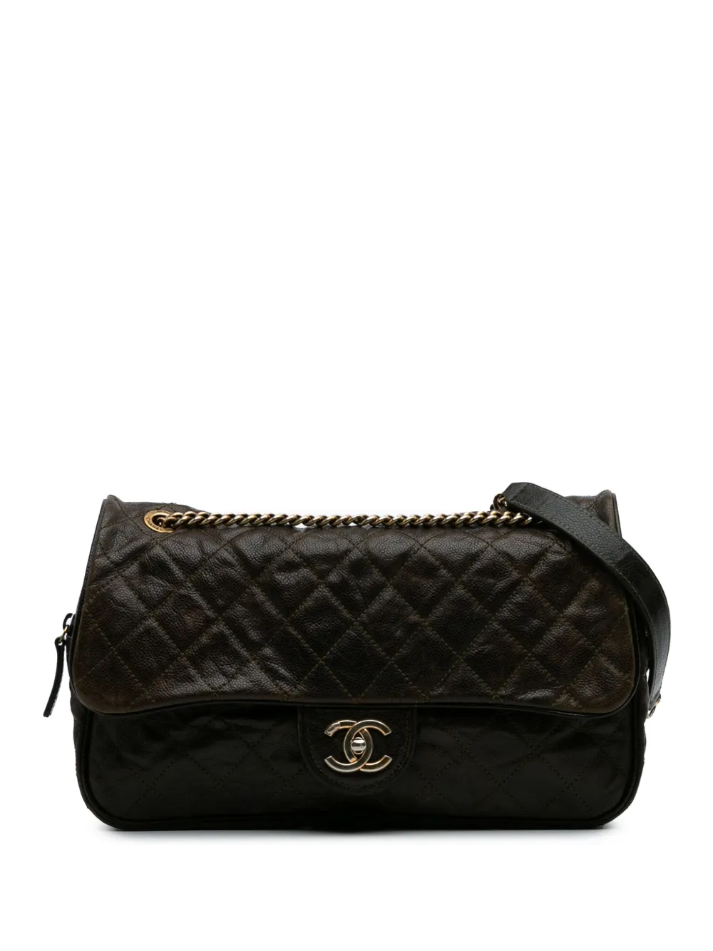 CHANEL Pre-Owned 2012 Large Quilted Glazed Caviar Shiva Flap crossbody CHANEL Pre-Owned 2012 Large Quilted Glazed Caviar Shiva Flap crossbody