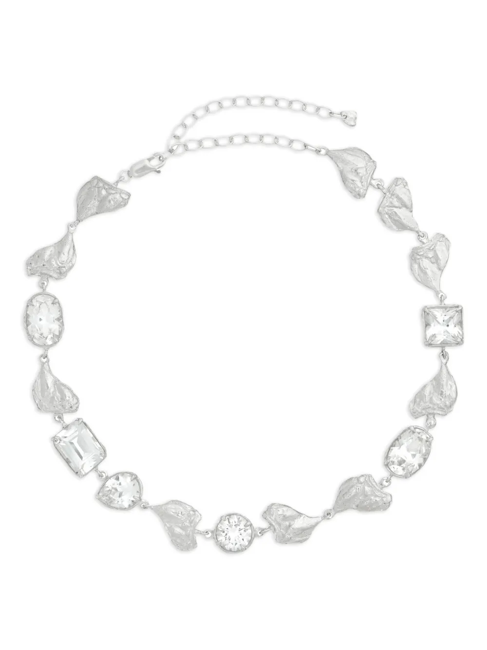 Mea sterling silver leaf-shaped crystal necklace