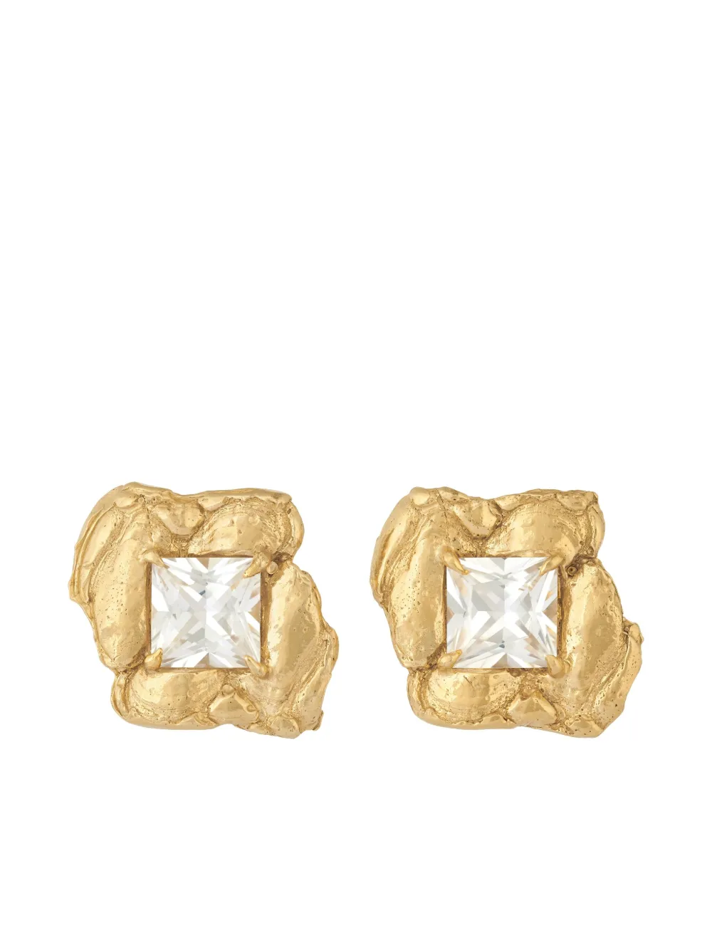Loveness Lee Jaqui Textured Sapphire Earrings In Gold
