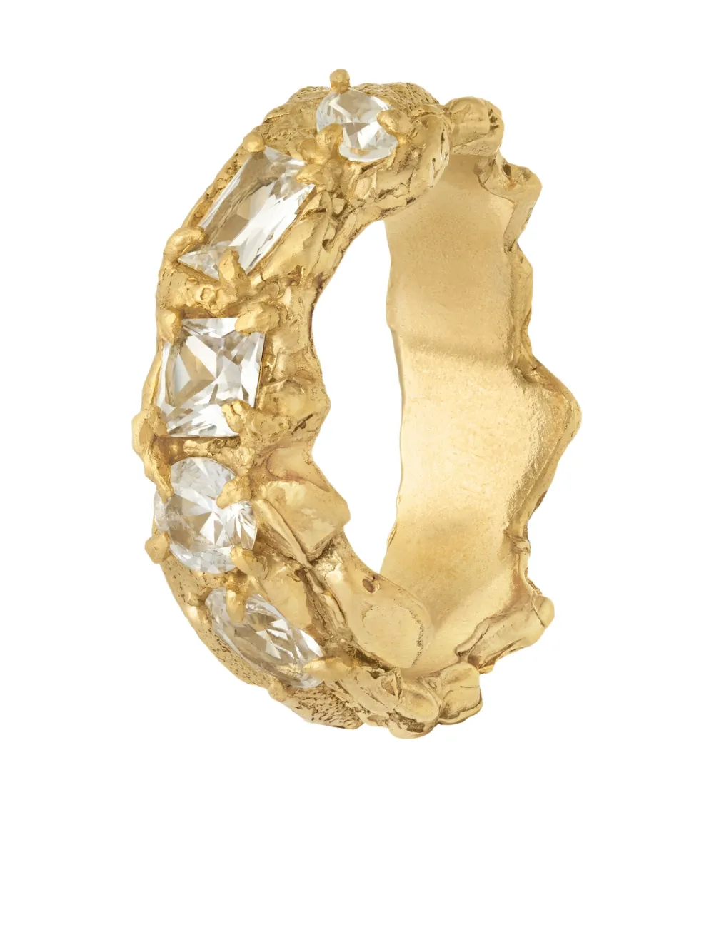 Loveness Lee Maria 18k Gold Plated Textured Sapphire Ring In Gold