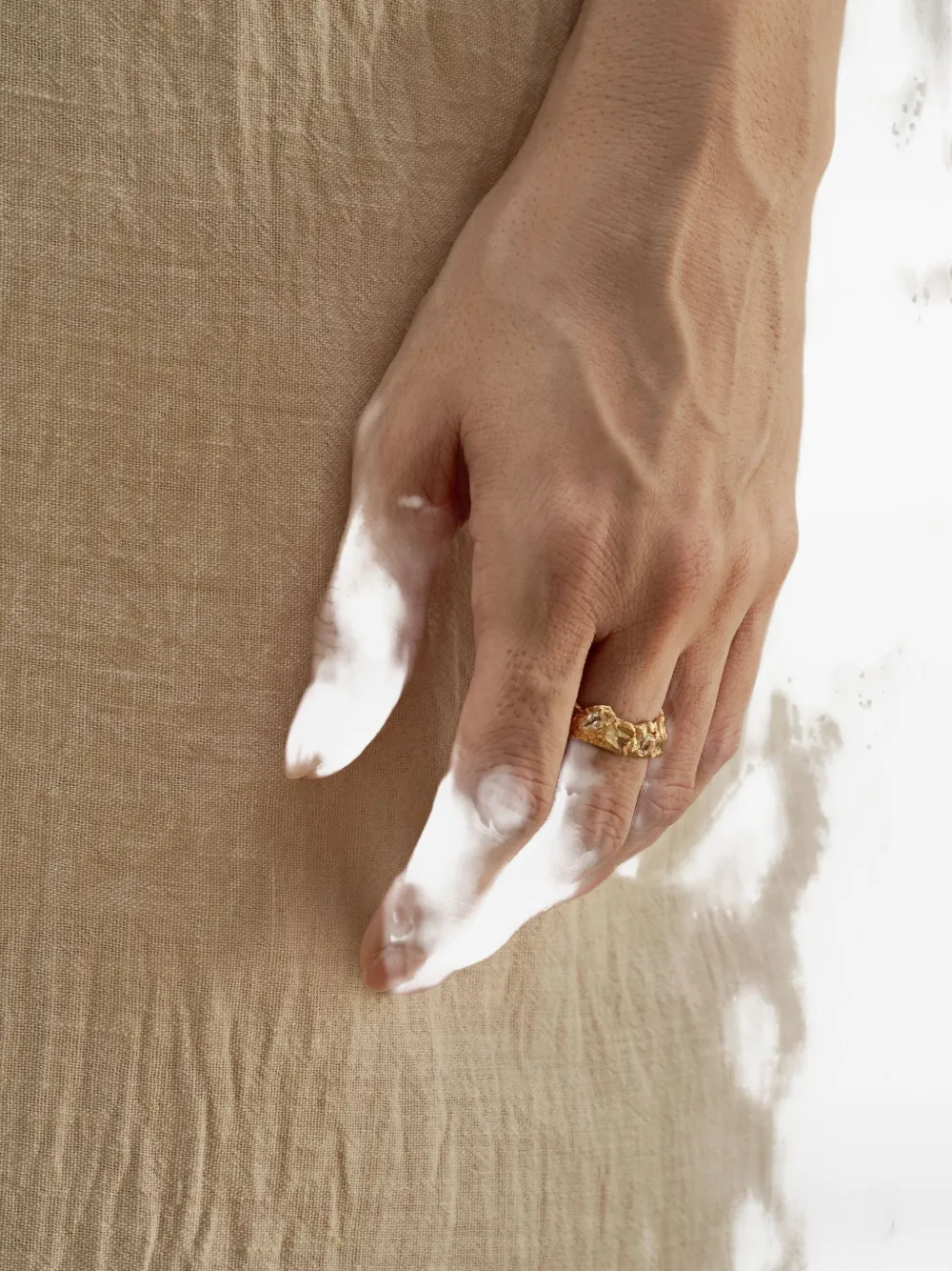 Loveness Lee Maria 18k Gold Plated Textured Sapphire Ring In Gold
