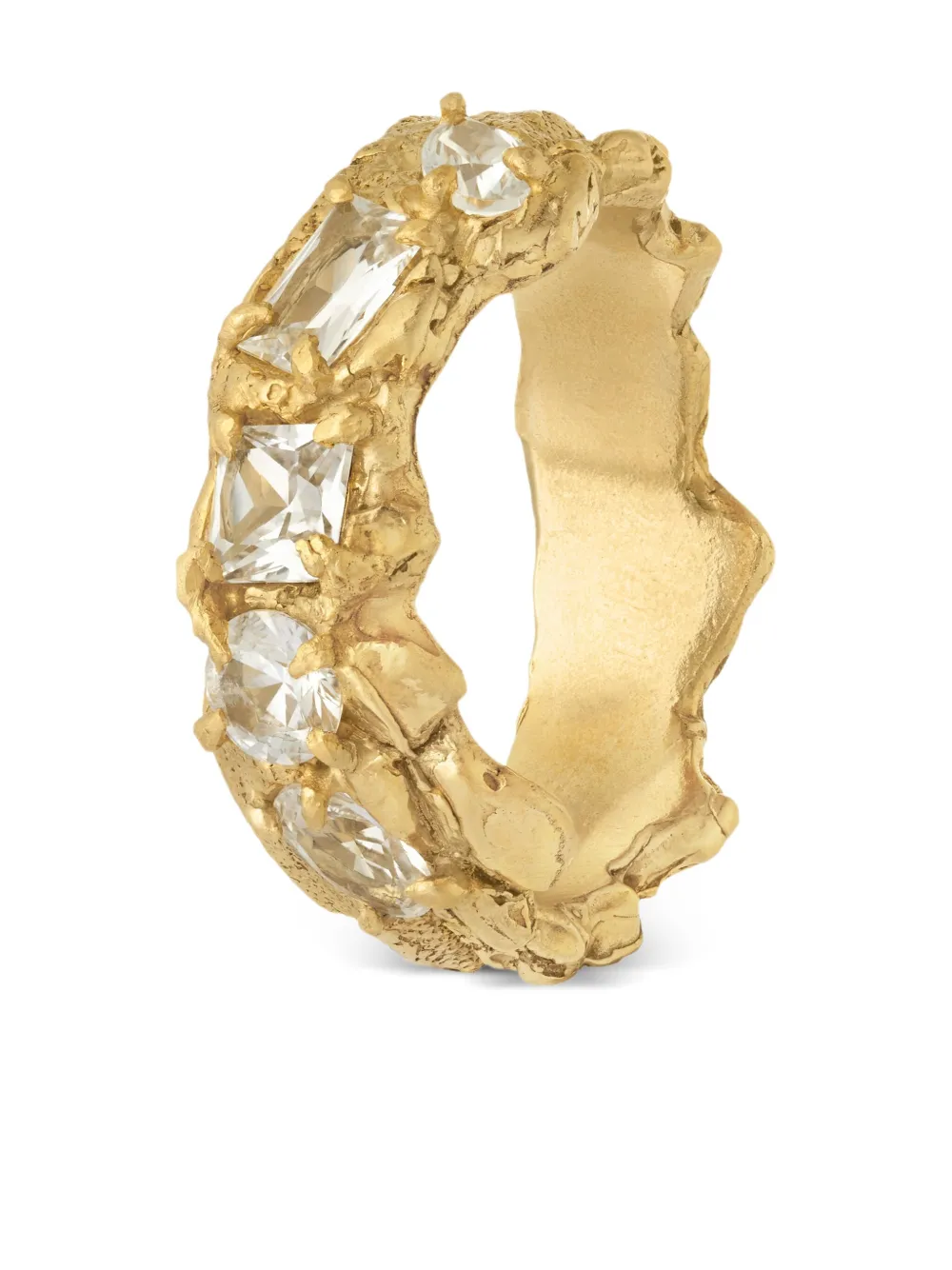LOVENESS LEE Maria 18kt vergulde ring met saffier - Goud