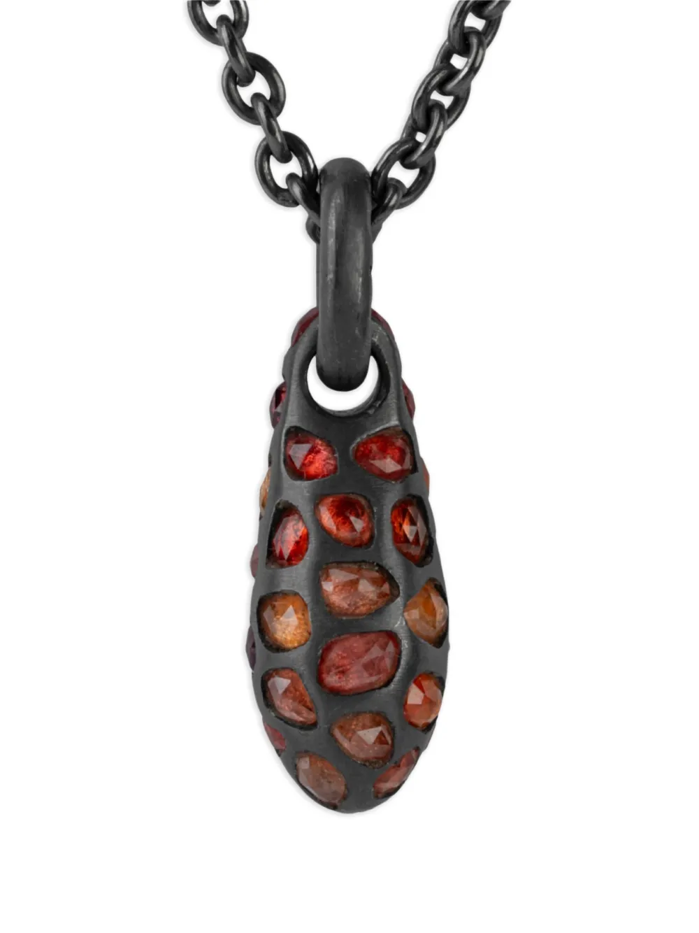 Parts Of Four Oxidised-silver Teardrop Necklace In Black