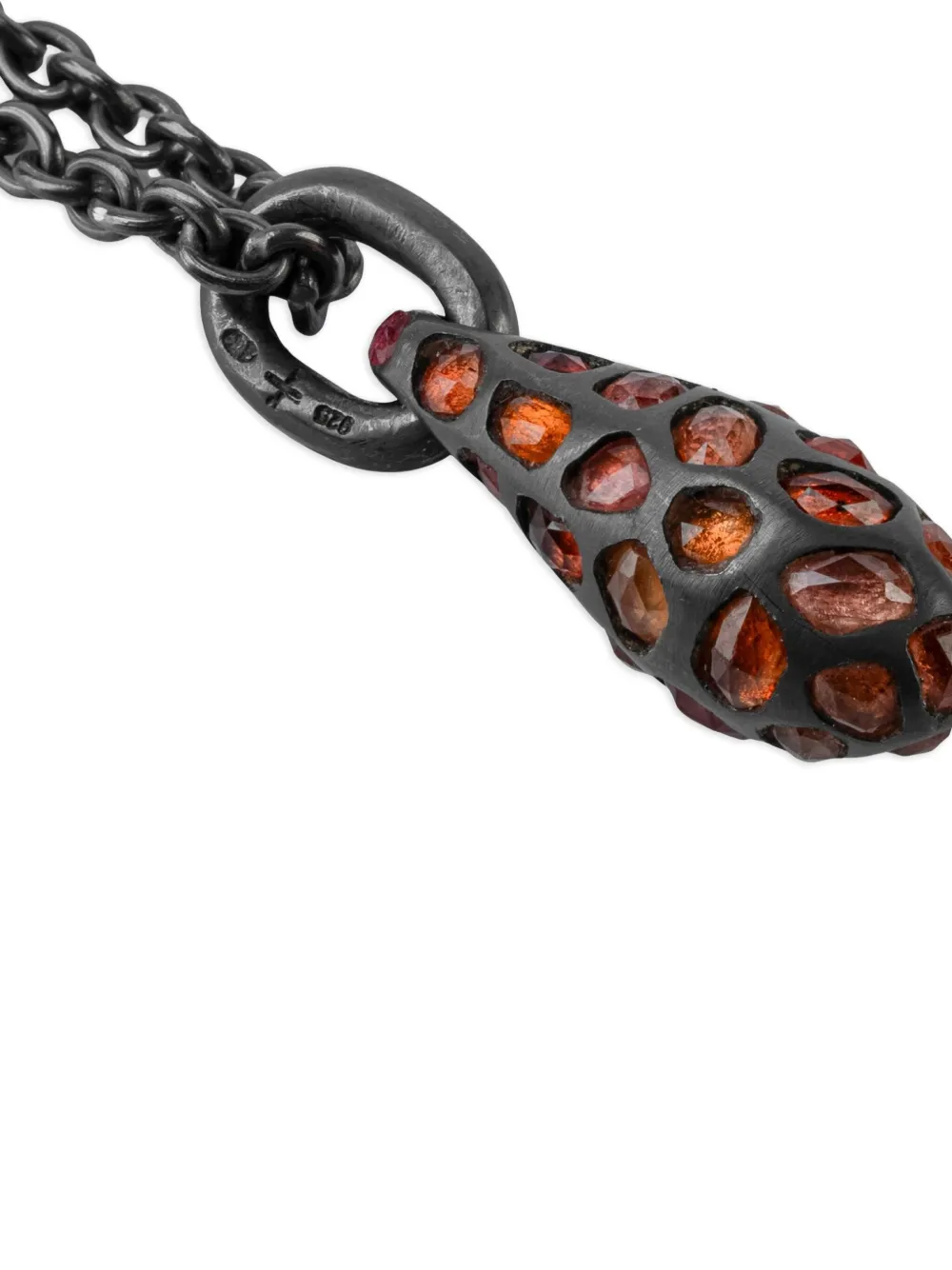 Parts Of Four Oxidised-silver Teardrop Necklace In Black