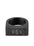 Parts of Four Plate Single three-diamond-slab ring - Silver