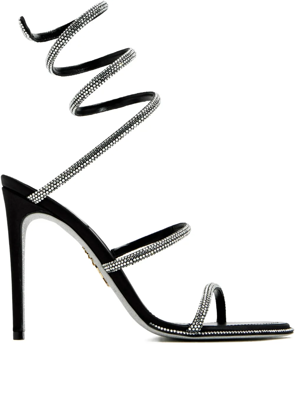 René Caovilla 105mm Cleo Anthracite crystal-embellished spiral-strap René Caovilla 105mm Cleo Anthracite crystal-embellished spiral-strap