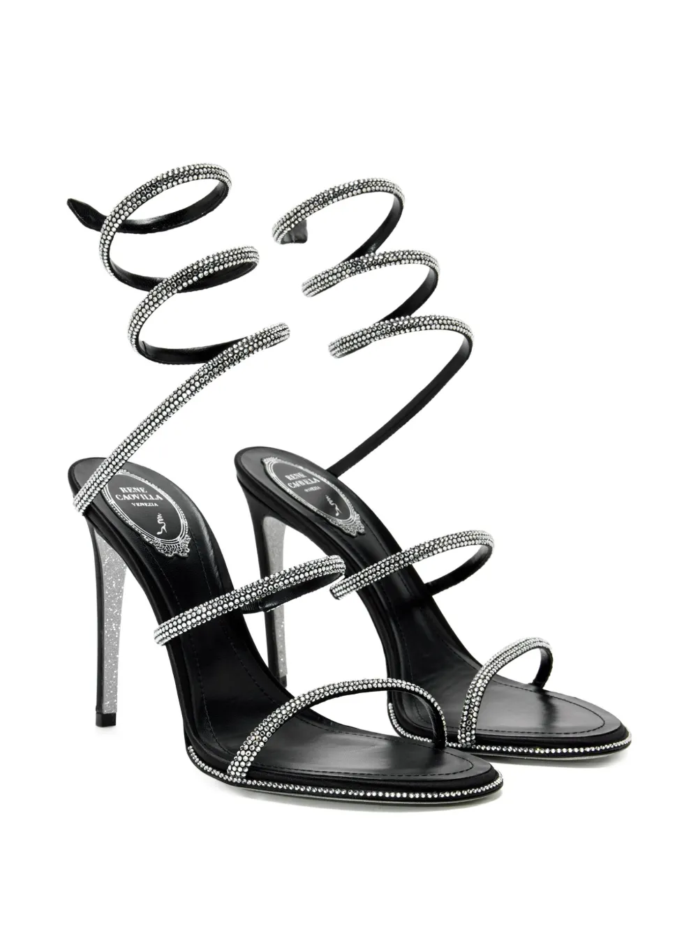 René Caovilla 105mm Cleo Anthracite crystal-embellished spiral-strap sandals | Heeled Sandals | Image 2