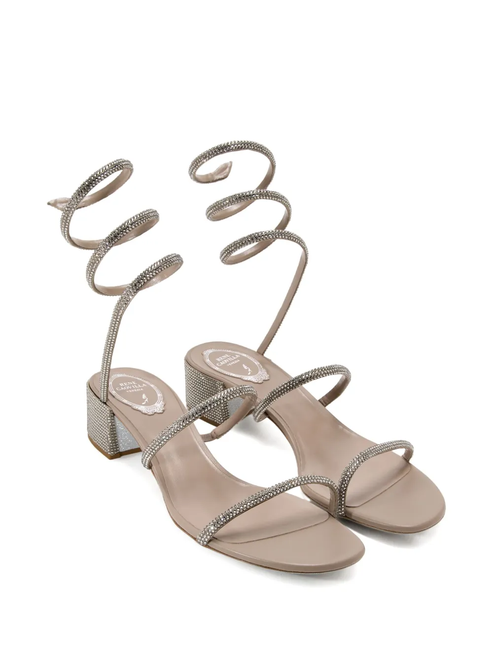 René Caovilla 40mm Cleo crystal-embellishment block-heel sandals Silver