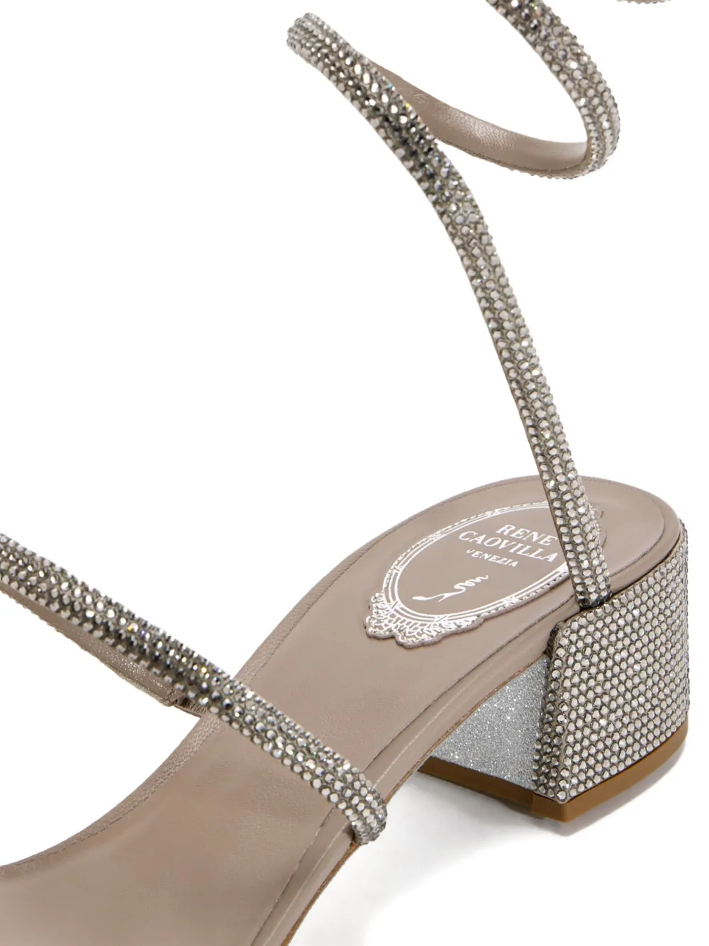René Caovilla 40mm Cleo crystal-embellishment block-heel sandals Silver