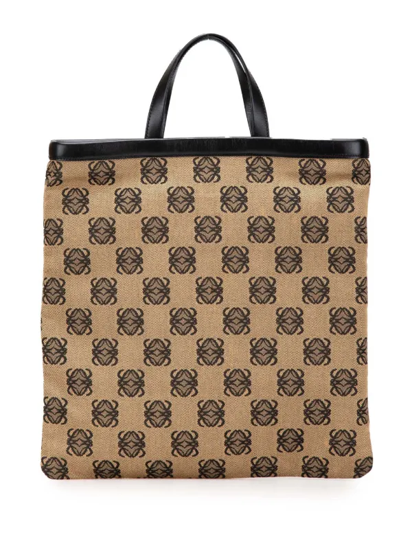 ロエベ LOEWE マザーズバッグキャンバス レザー アナグラム ブラウン