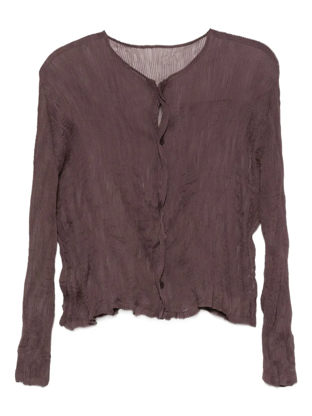 Issey Miyake pleated button-fastening blouse Paars