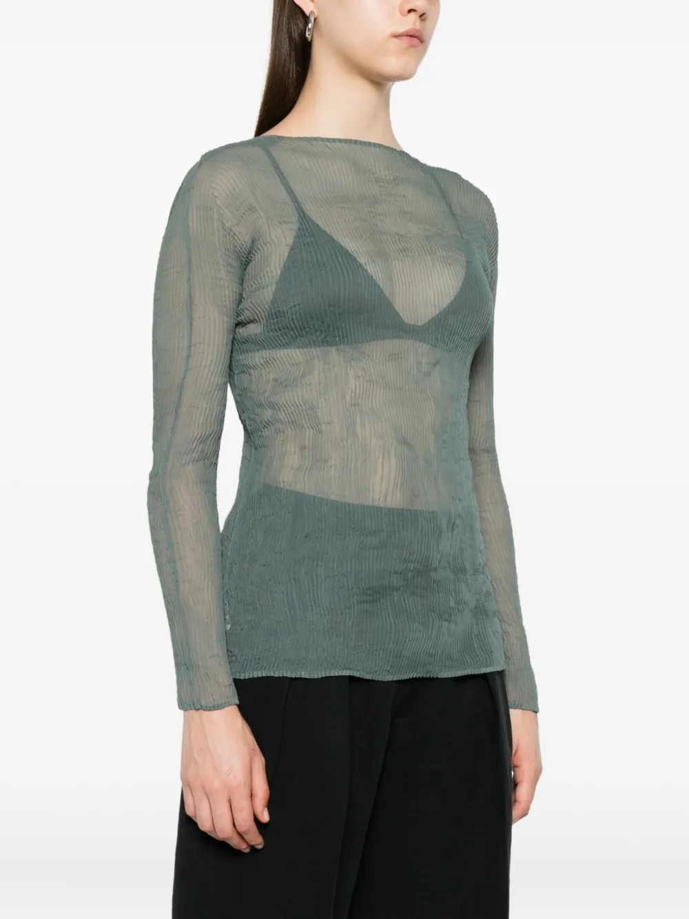 Issey Miyake V-neck top Groen