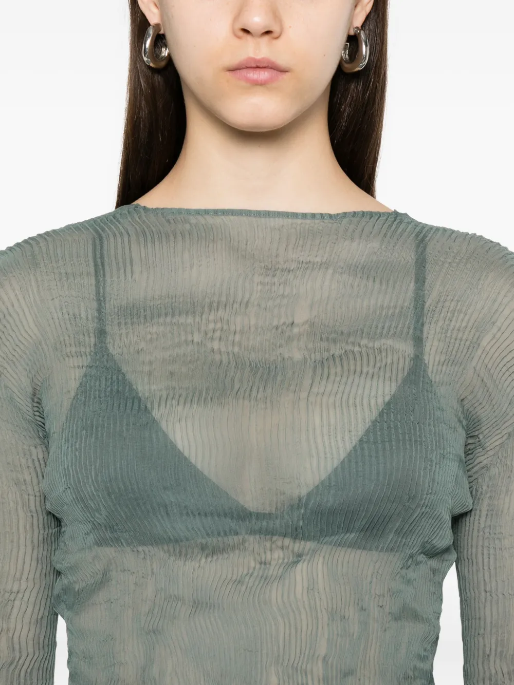 Issey Miyake V-neck top Groen