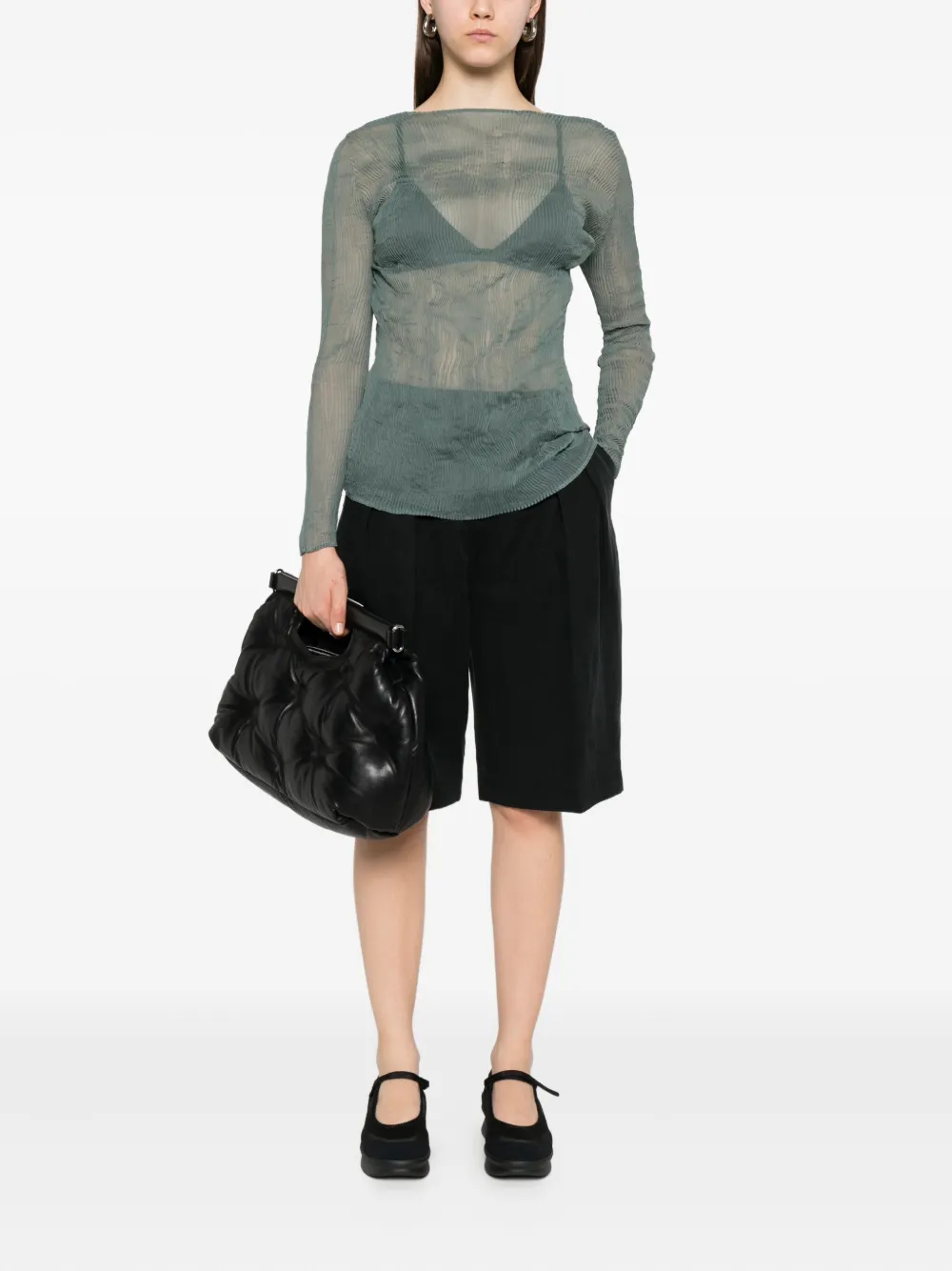 Issey Miyake V-neck top Groen