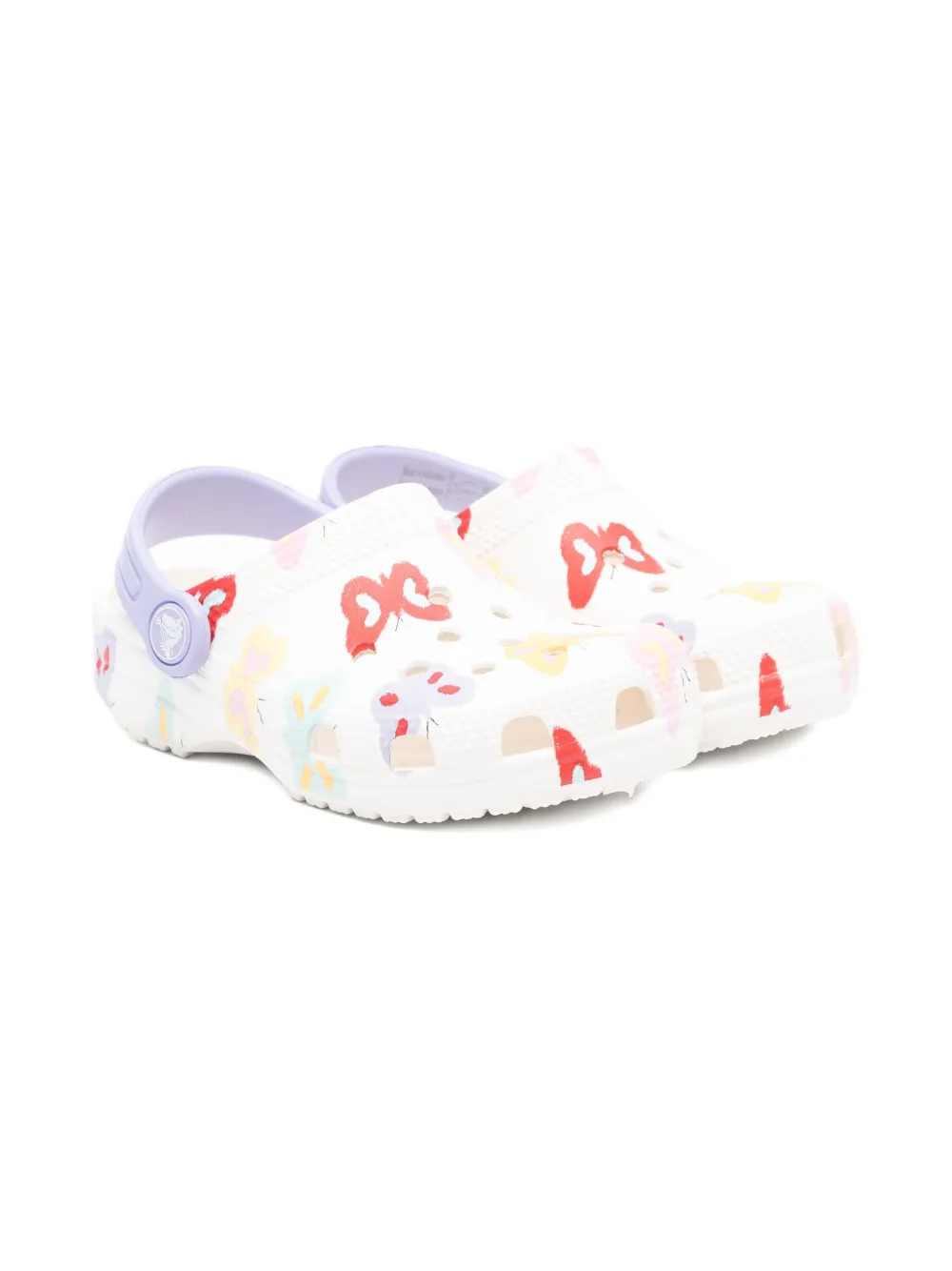 Crocs Kids Classic バタフライプリント サンダル - ホワイト Crocs Kids Classic バタフライプリント サンダル - ホワイト