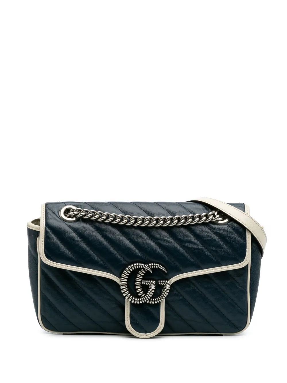 Gucci Pre-Owned 2016-2024 Small GG Marmont Matelasse Leather Torchon Flap crossbody bag | Blue | Image 1