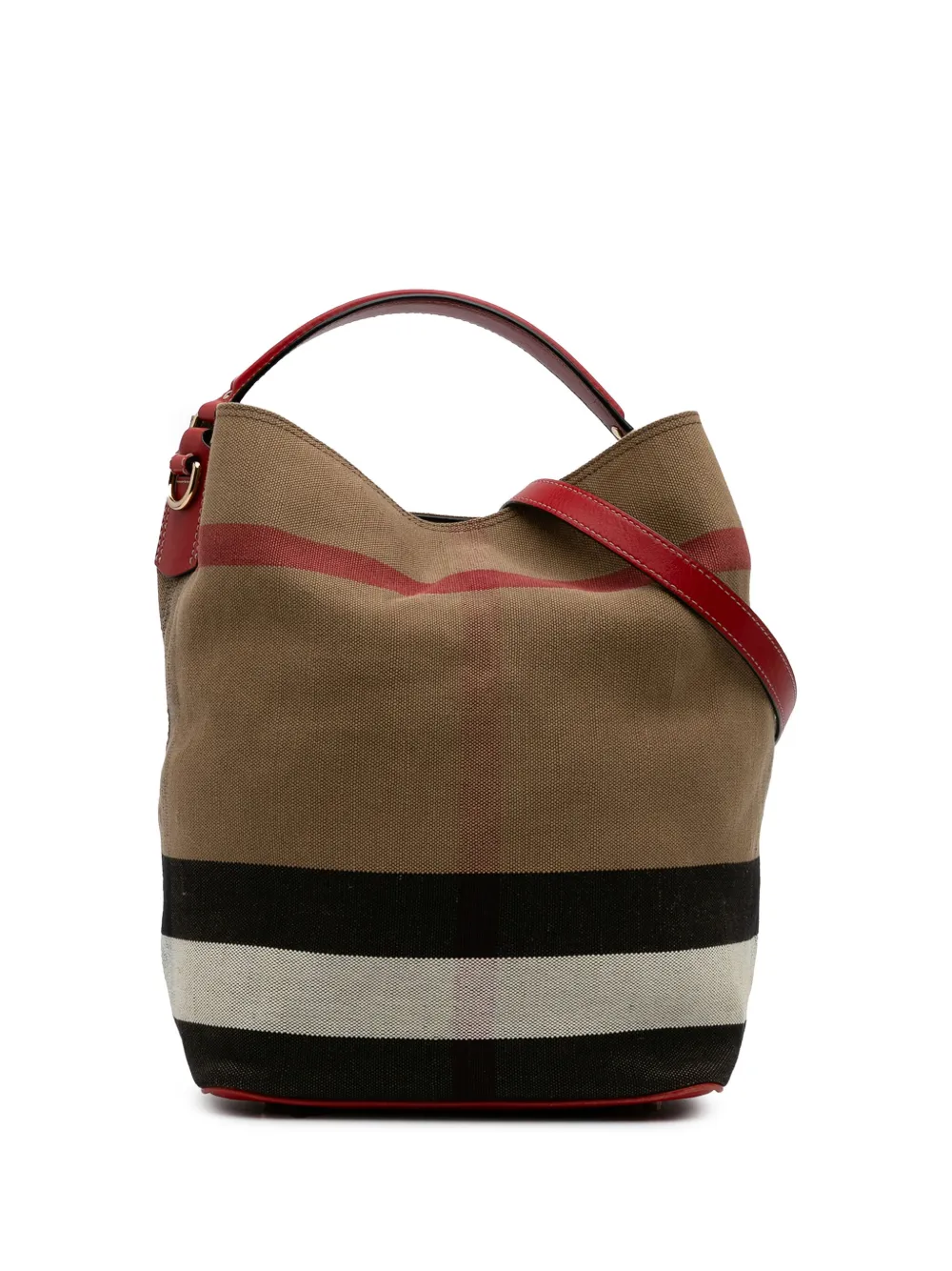 Burberry Pre-Owned 2000-2017 Medium Mega Check Canvas Ashby Bucket Bag satchel | Brown | Image 1