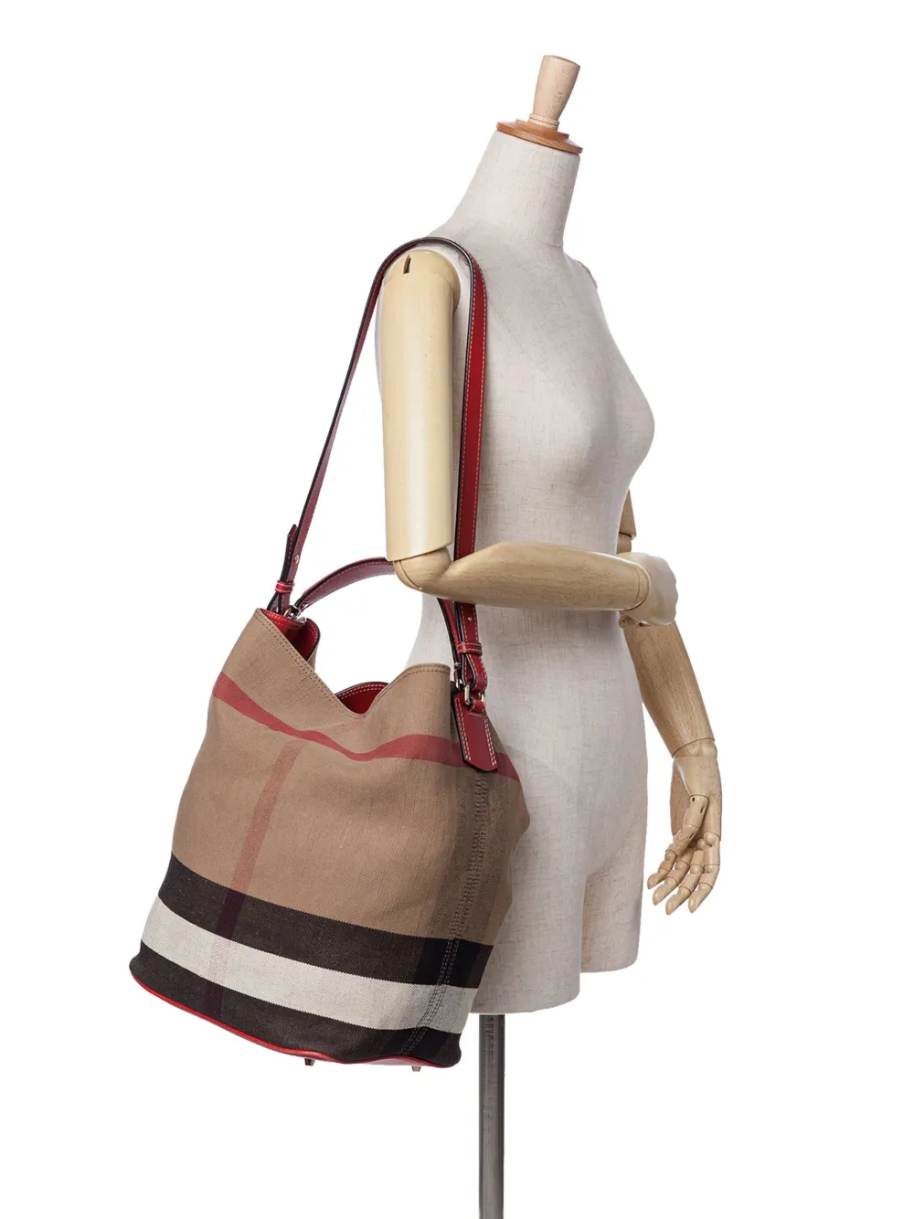 Burberry Pre-Owned 2000-2017 Medium Mega Check Canvas Ashby Bucket Bag satchel | Pre-Owned | Image 2