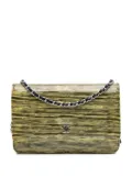 CHANEL Pre-Owned 2013-2014 Patent Striped Wallet On Chain crossbody bag - Black