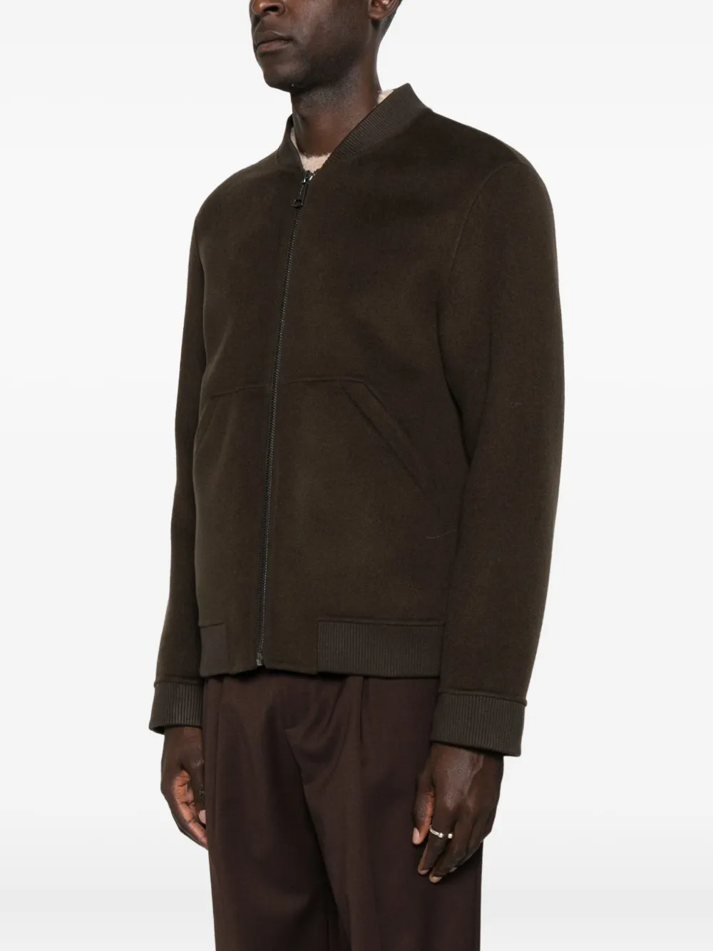 Amaranto Zip-up Bomber Jacket In Brown