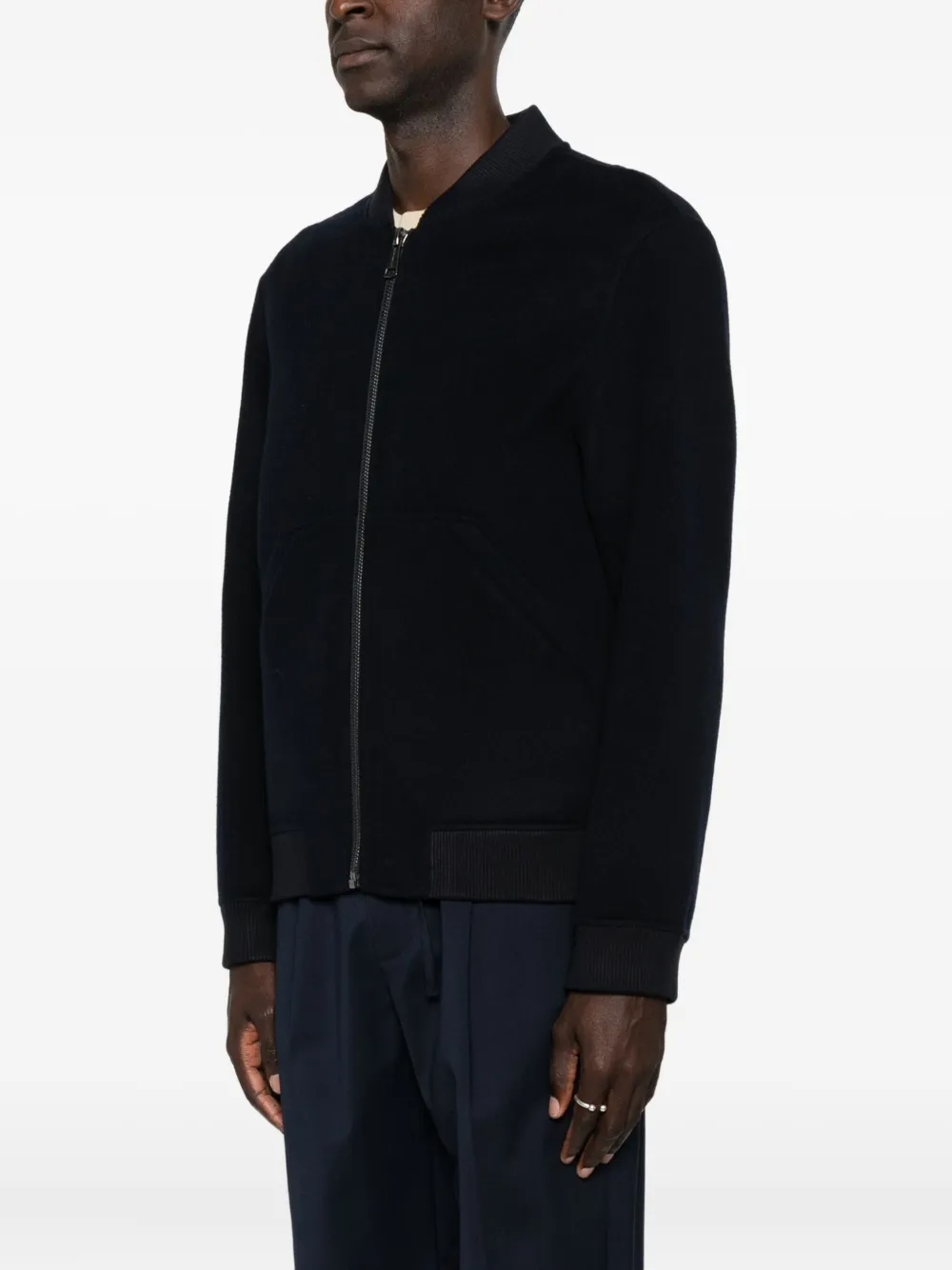 Amaranto Zip-up Pouch-pocket Jacket In Black