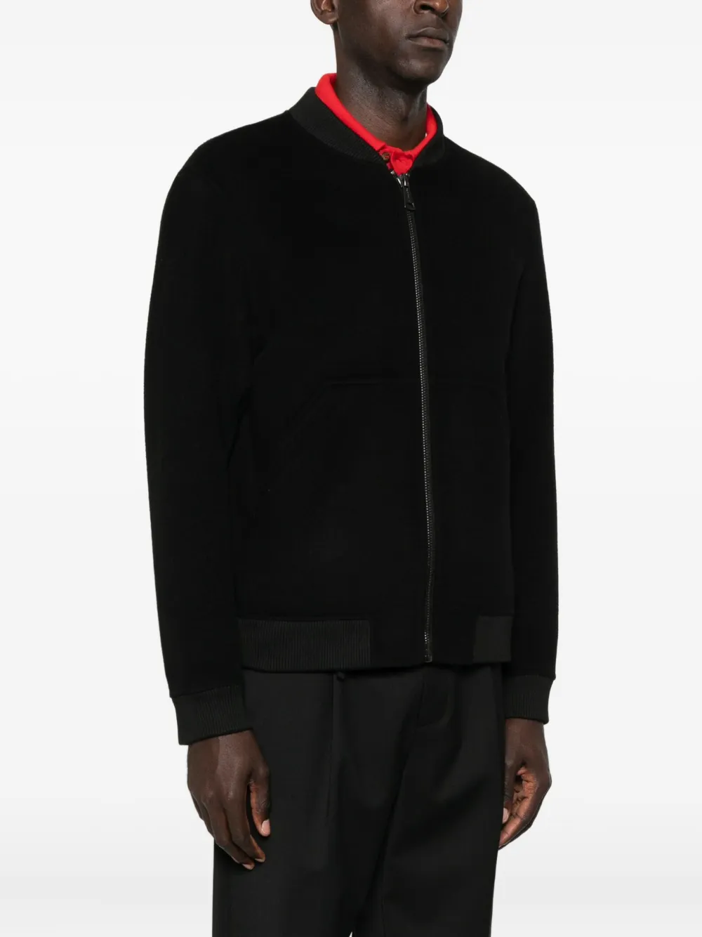 Amaranto Zip-up Bomber Jacket In Black
