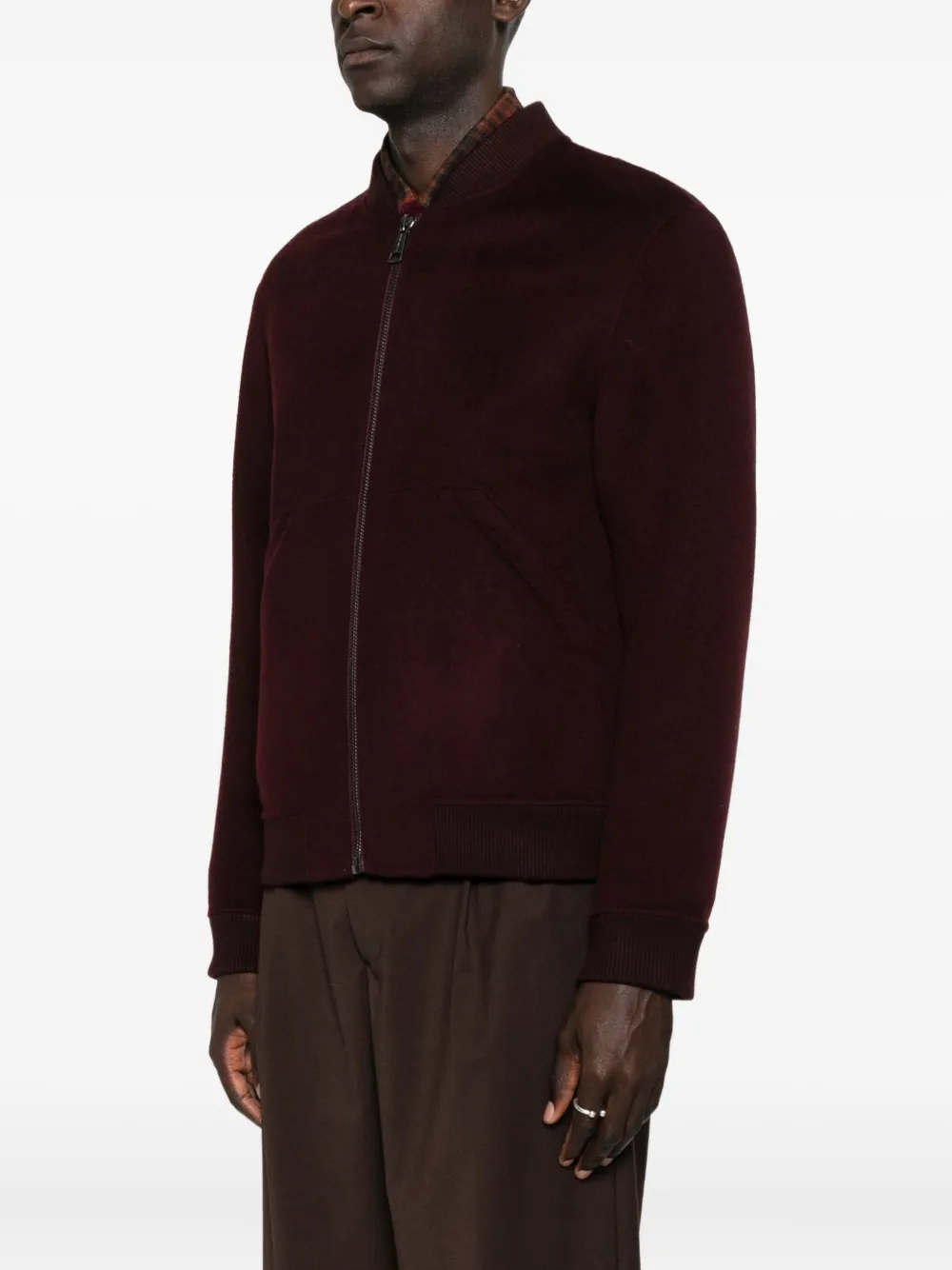 Amaranto Zip-up Pouch-pockets Bomber Jacket In Brown