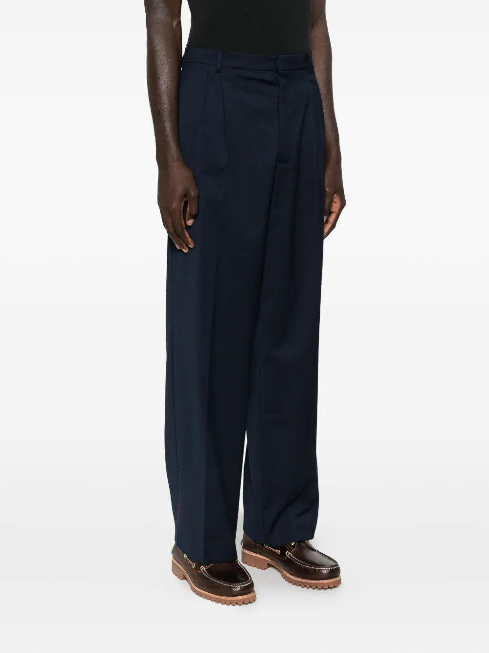 AMARÁNTO Broek met geplooid detail Blauw