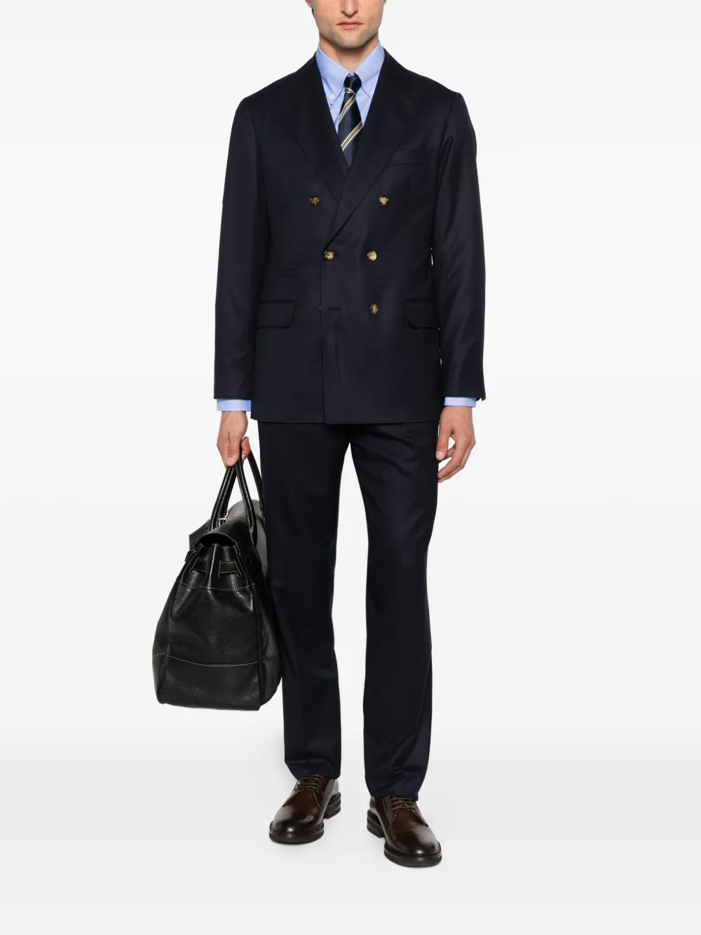 Brunello Cucinelli double-breasted cupro blazer Blauw