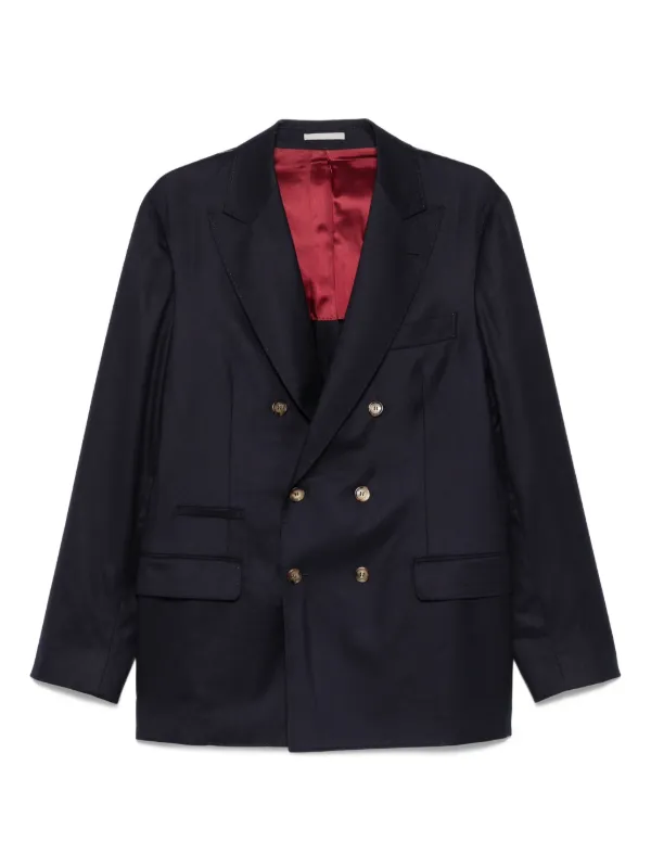 BRUNELLO CUCINELLI ネイビー ダブルブレストジャケット Brunello Cucinelli ダブルジャケット | ブルー | FARFETCH JP