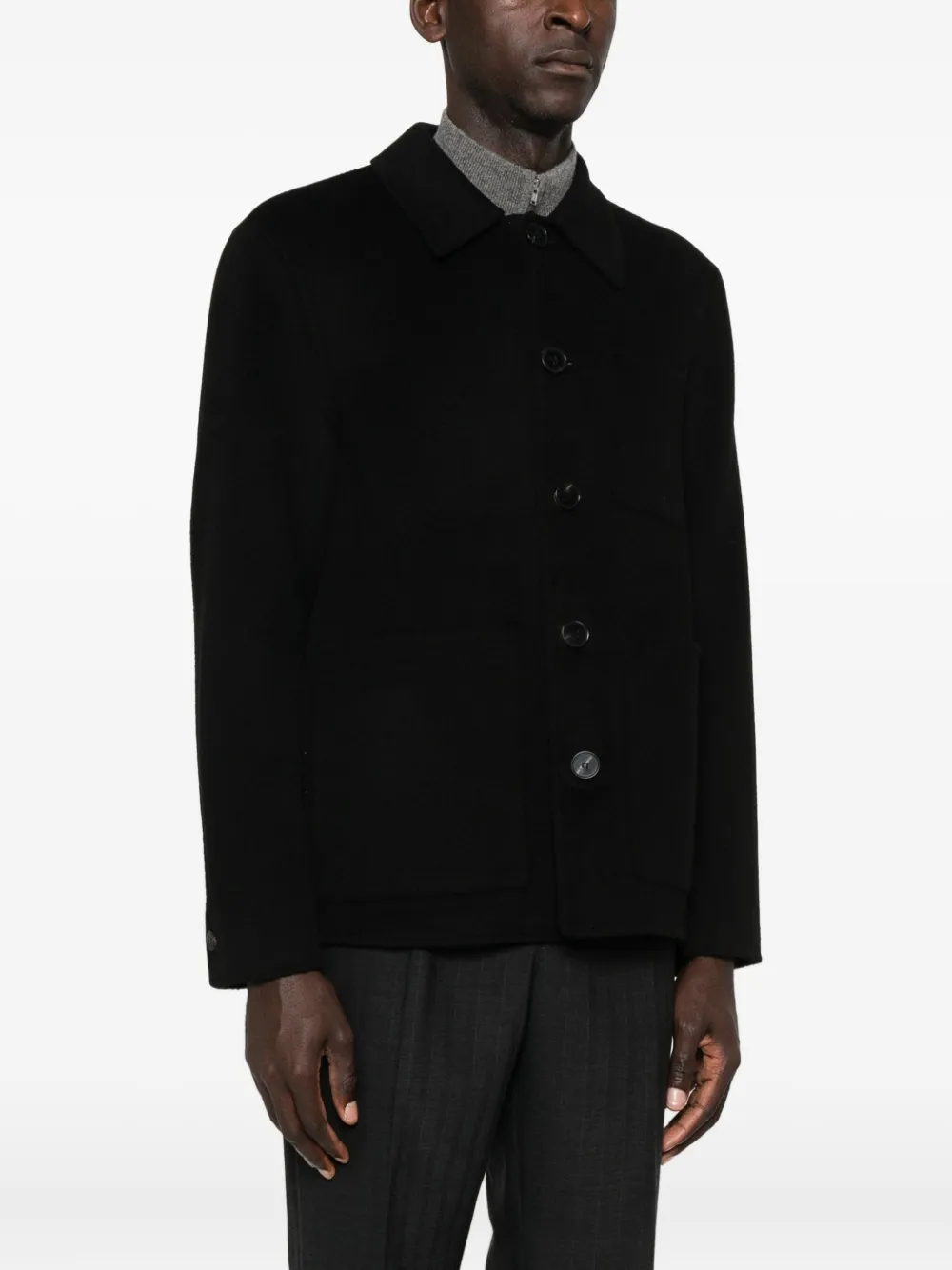 Amaranto Point-collar Jacket In Black