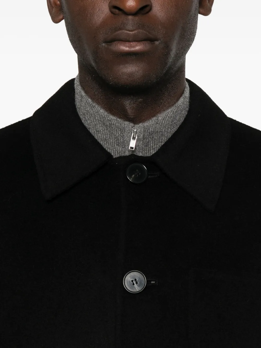 Amaranto Point-collar Jacket In Black