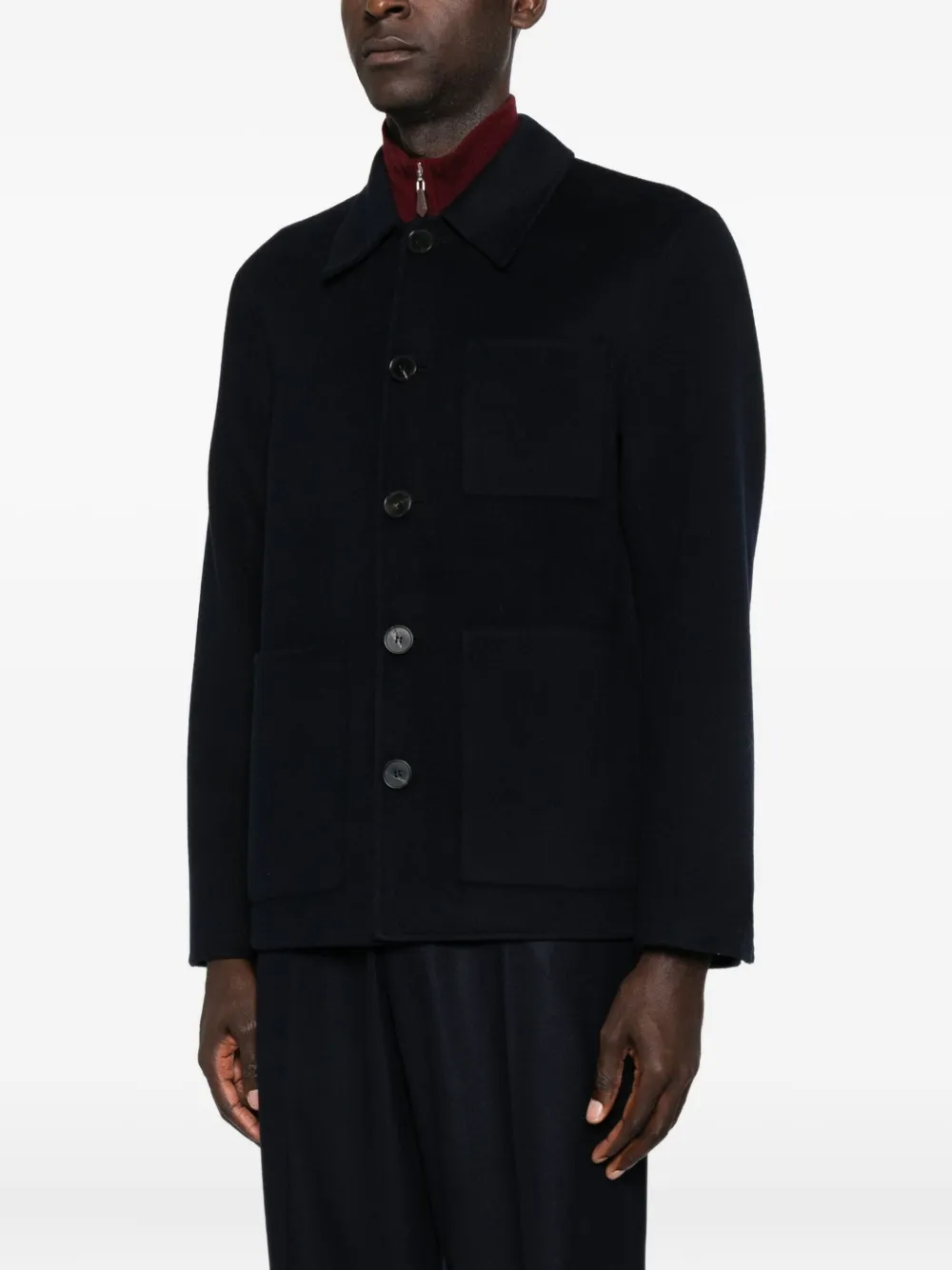 Amaranto Point-collar Coat In Black