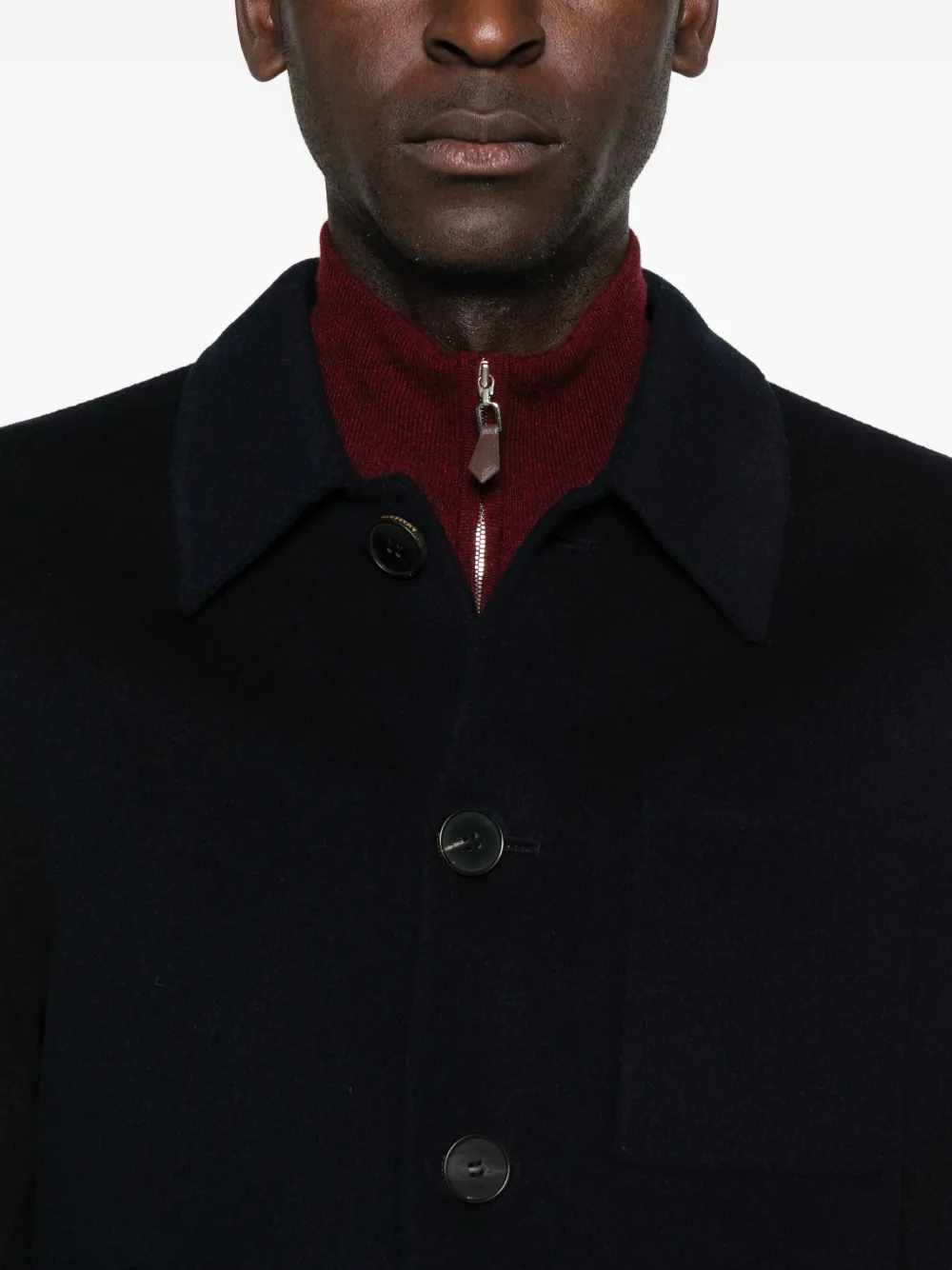 Amaranto Point-collar Coat In Black
