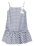 Self-Portrait Kids gingham taffeta dress - Blue