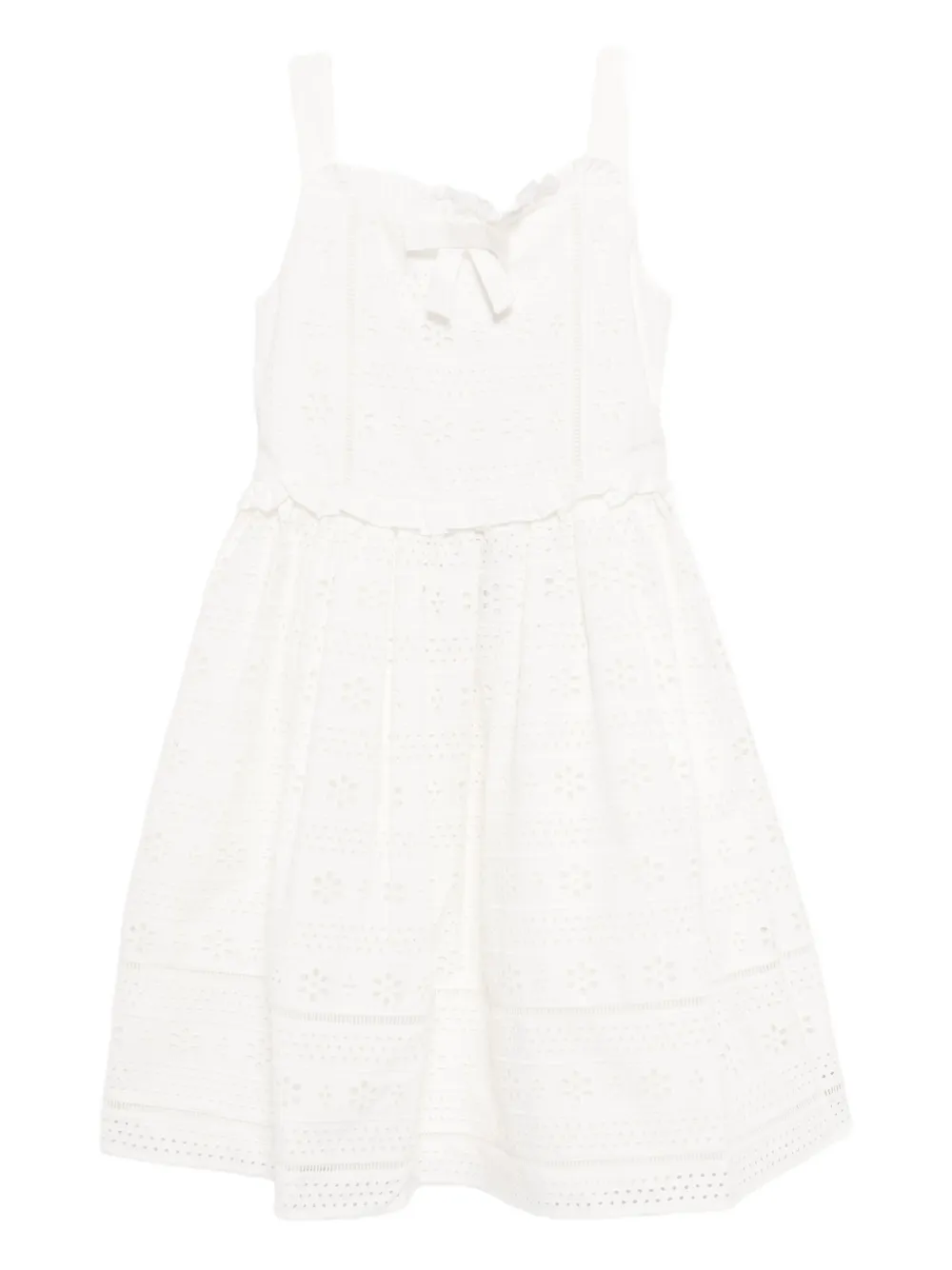 Self-Portrait Kids Broderie katoenen jurk Wit