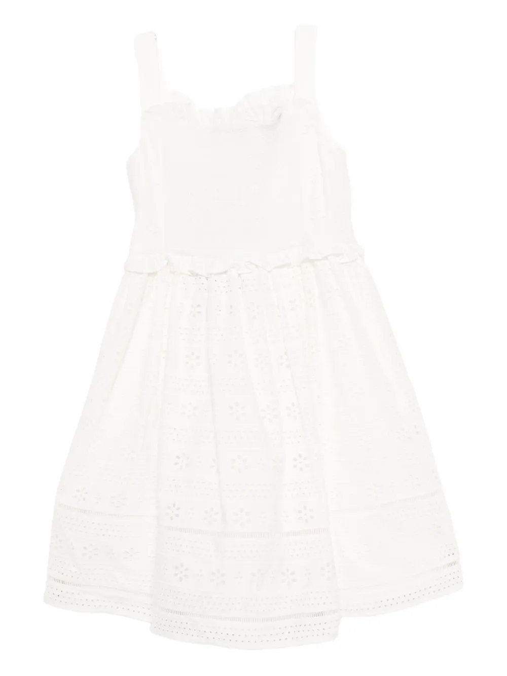 Self-Portrait Kids Broderie katoenen jurk Wit