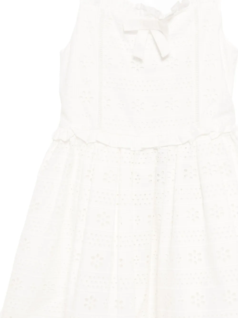 Self-Portrait Kids Broderie katoenen jurk Wit