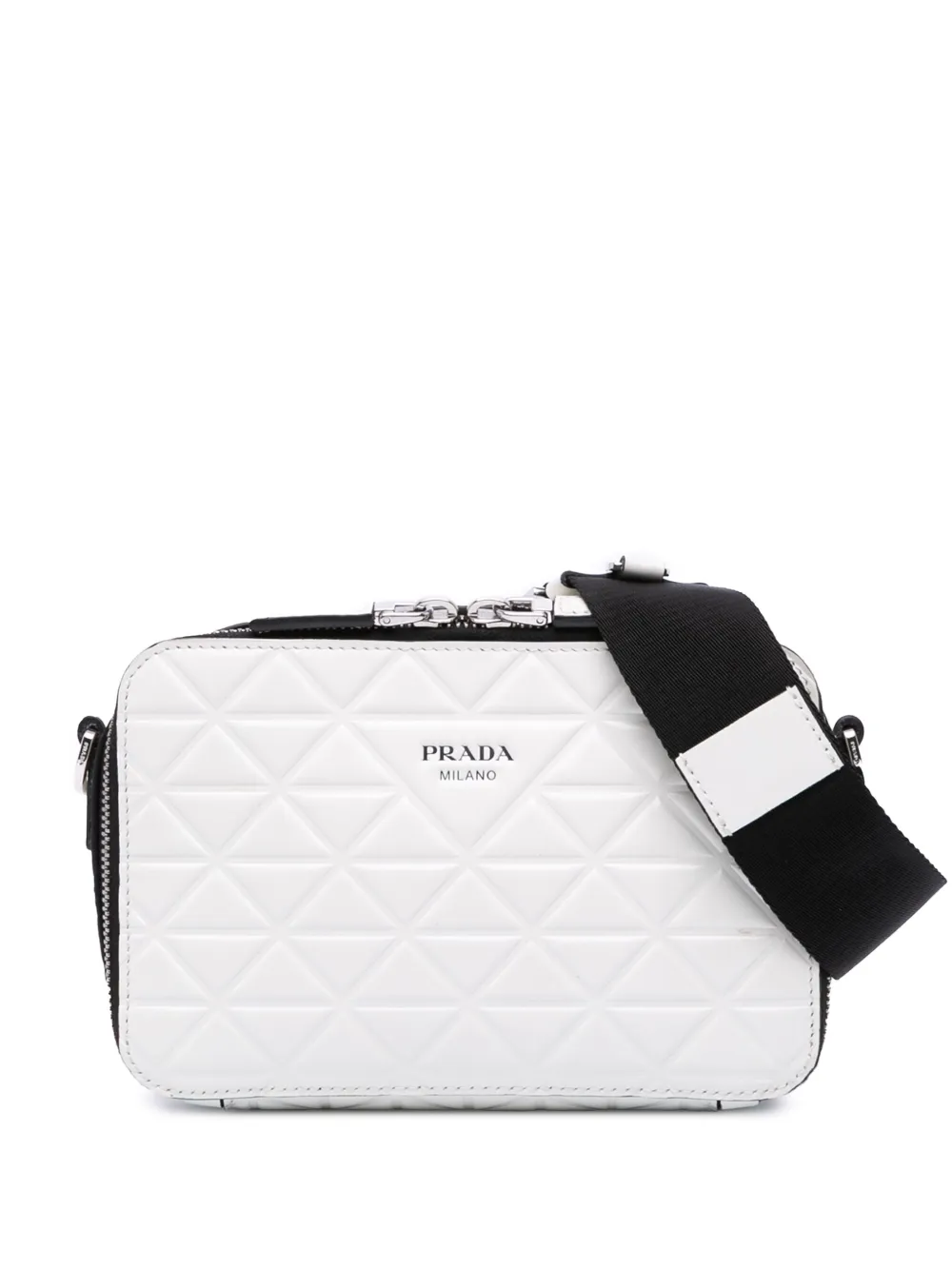 Prada Pre-Owned 2000-2024 Small Embossed Spazzolato Leather Brique crossbody bag | White | Image 1