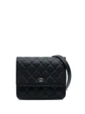 CHANEL Pre-Owned 2018-2019 Quilted Caviar Square Wallet on Chain crossbody bag - Black